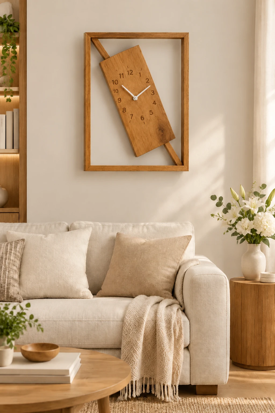 ساعت دیواری چوبی مینیمال طرح روما